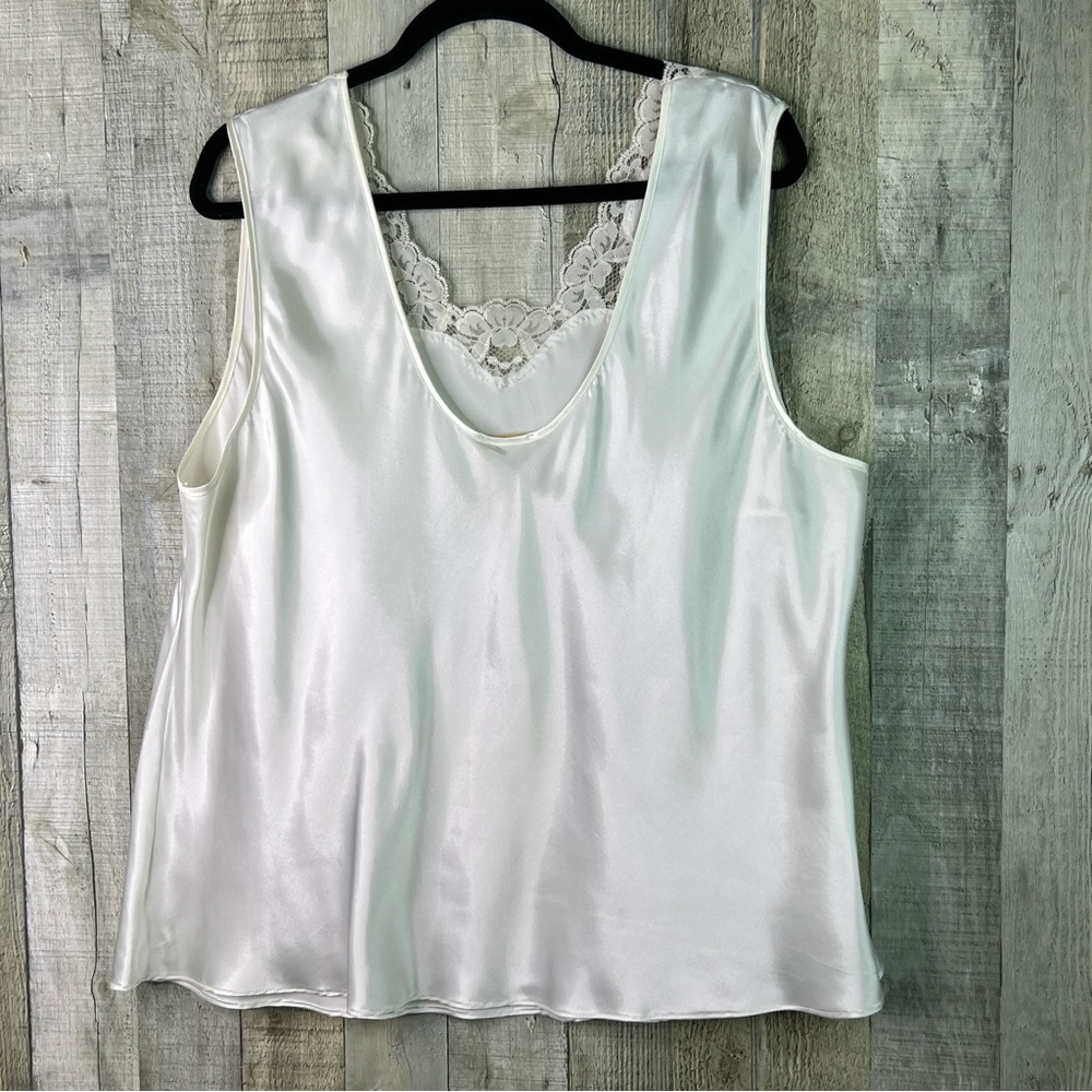 Escapades 2X Satin Cami w/Lace Cream Color